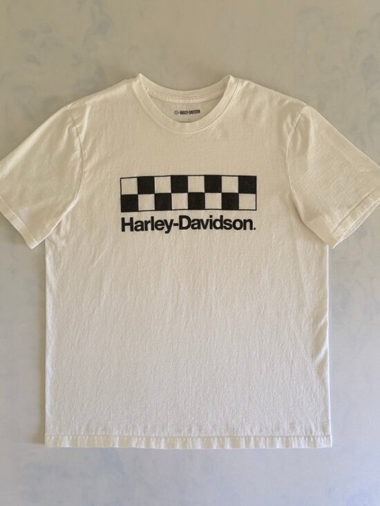 Harley-Davidson Other - Harley Davidson White Graphic Checkerboard Logo Tee